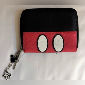 Loungefly Disney Mickey Mouse Shorts Wallet Peace Sign w/ Charms Zip Around EUC
